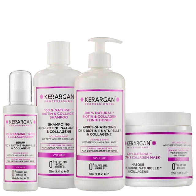 Kerargan Biotina Collagene kit capelli 4 pezzi 1600 ml volume leggero