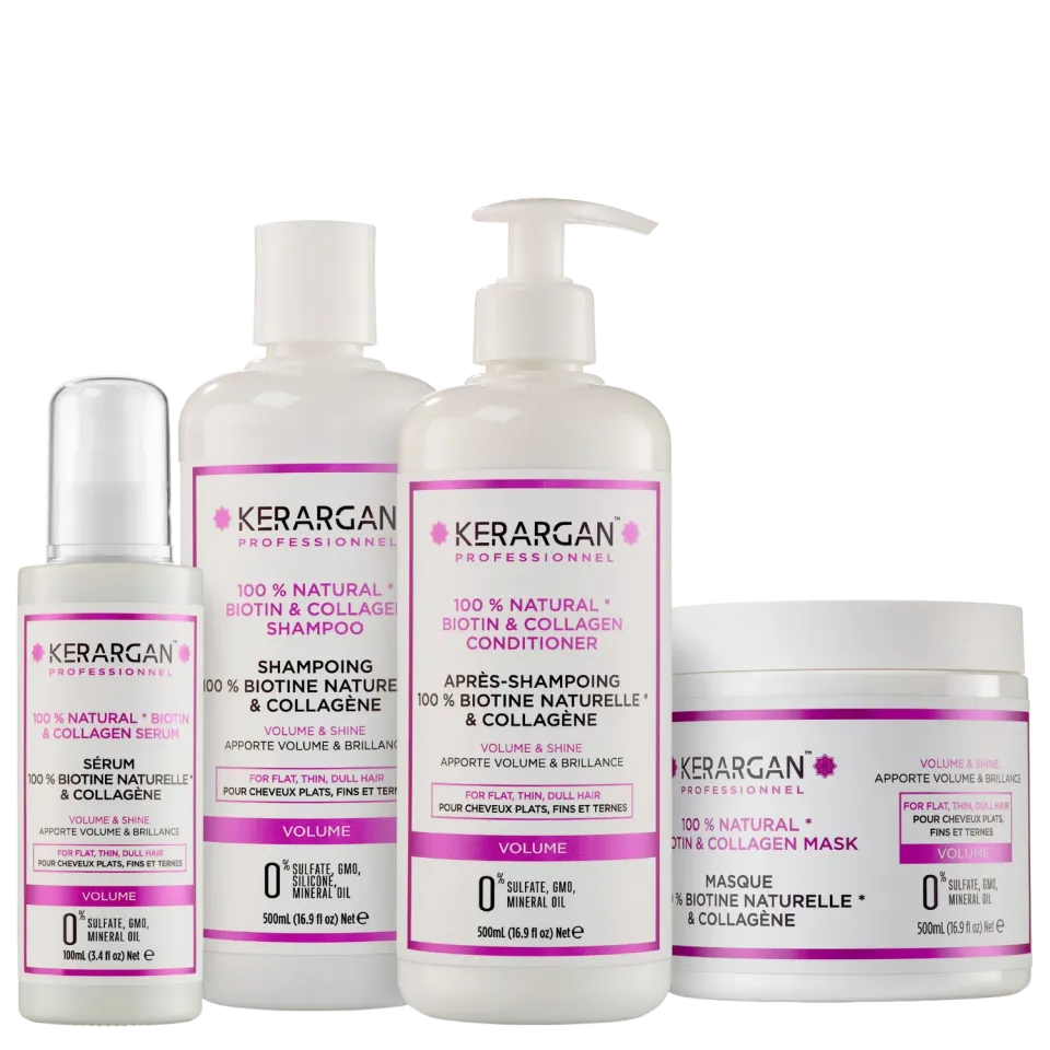 Kerargan Biotina Collagene kit capelli 4 pezzi 1600 ml volume leggero