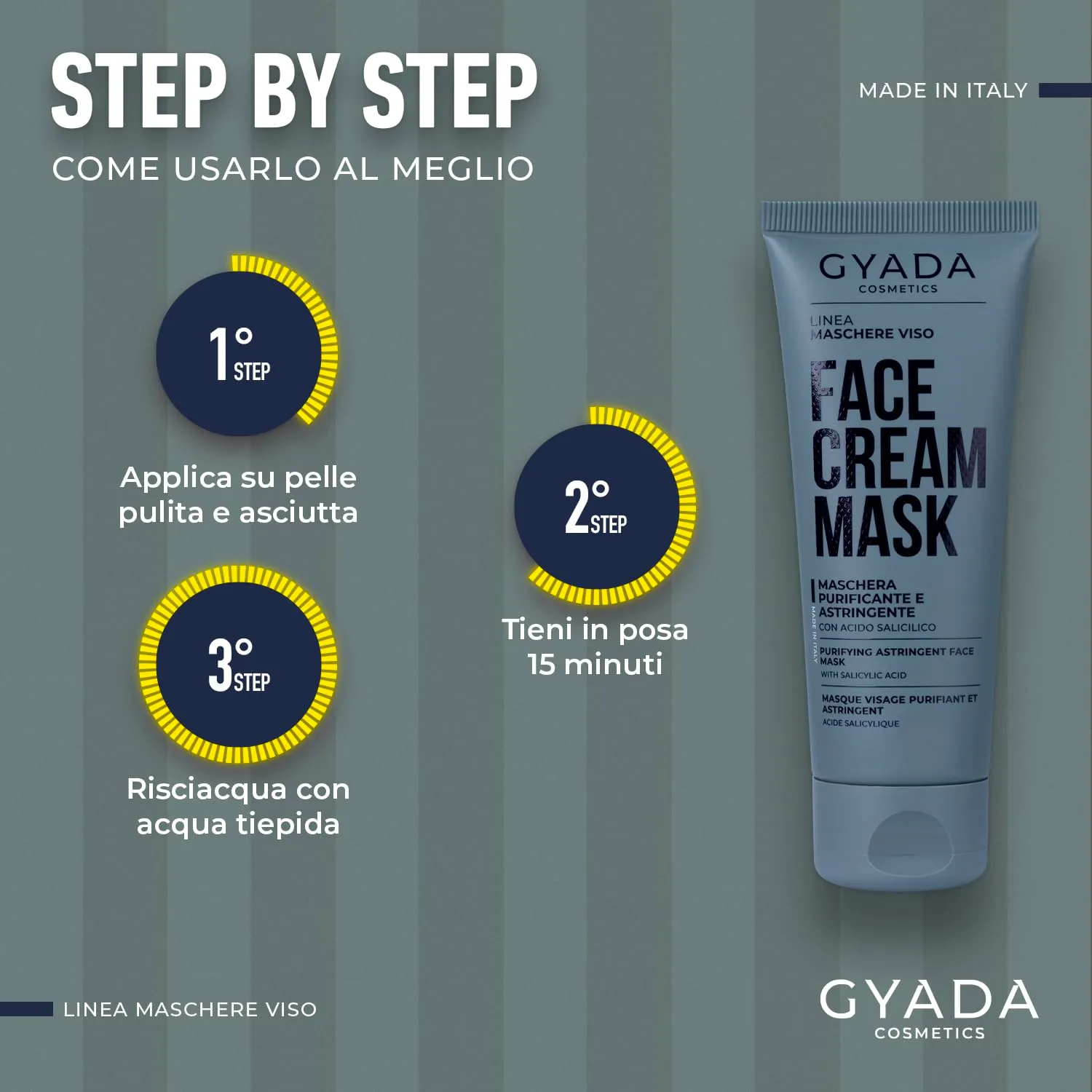 Gyada Maschera Viso Purificante 75 ml carbone pelli impure