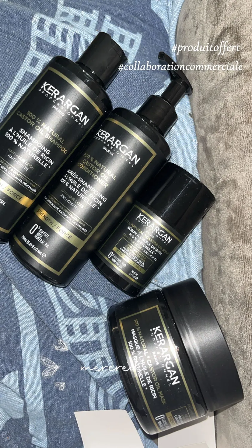 Kerargan Ricin Kit Capelli 4 Pezzi 250 ml Olio di Ricino