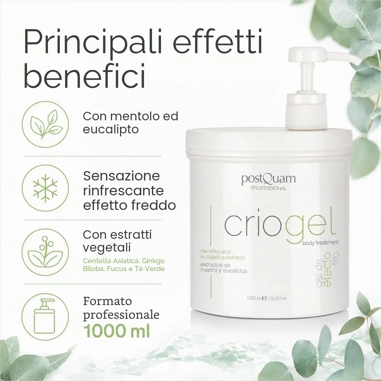Postquam Body Sculpt criogel corpo 1000ml effetto freddo gambe