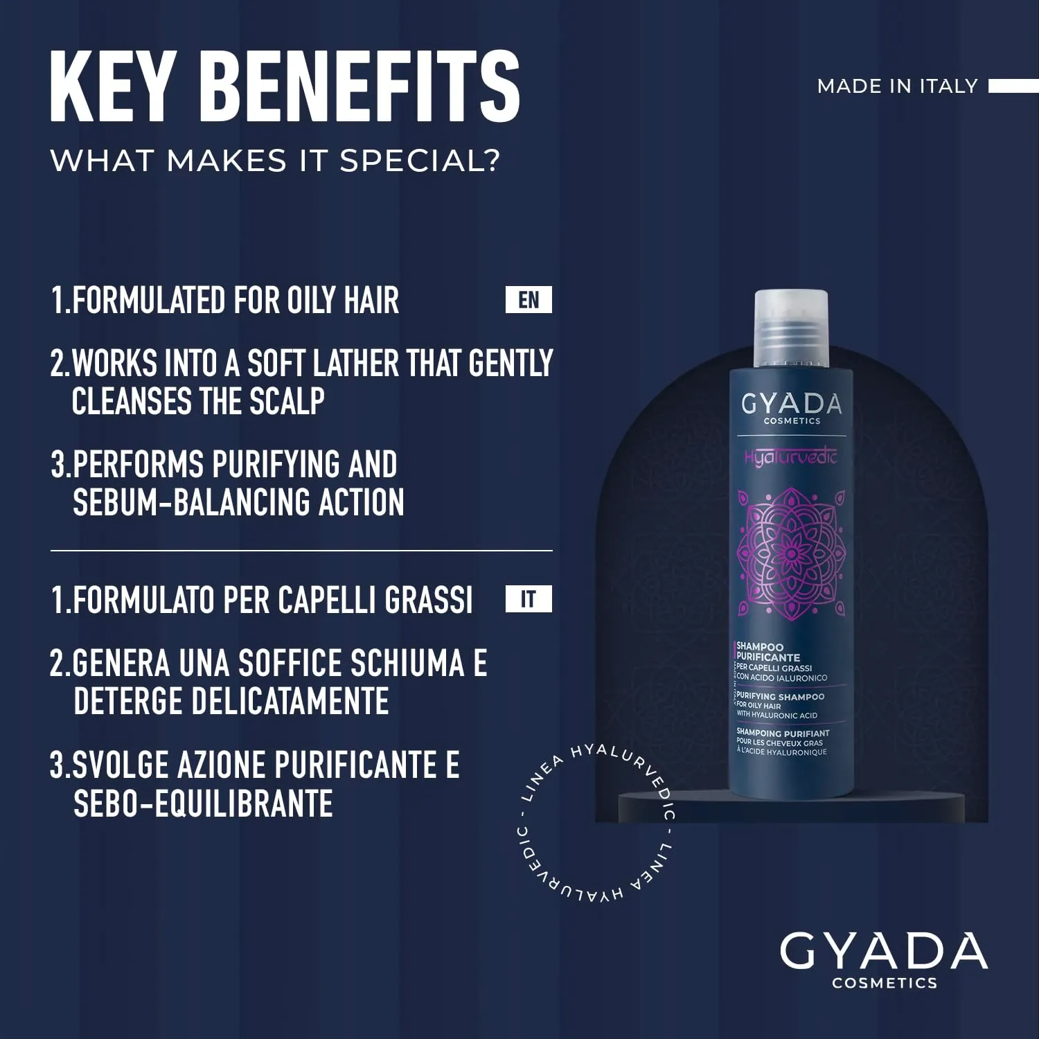 Gyada Hyalurvedic Shampoo Purificante 200 ml Anticrespo