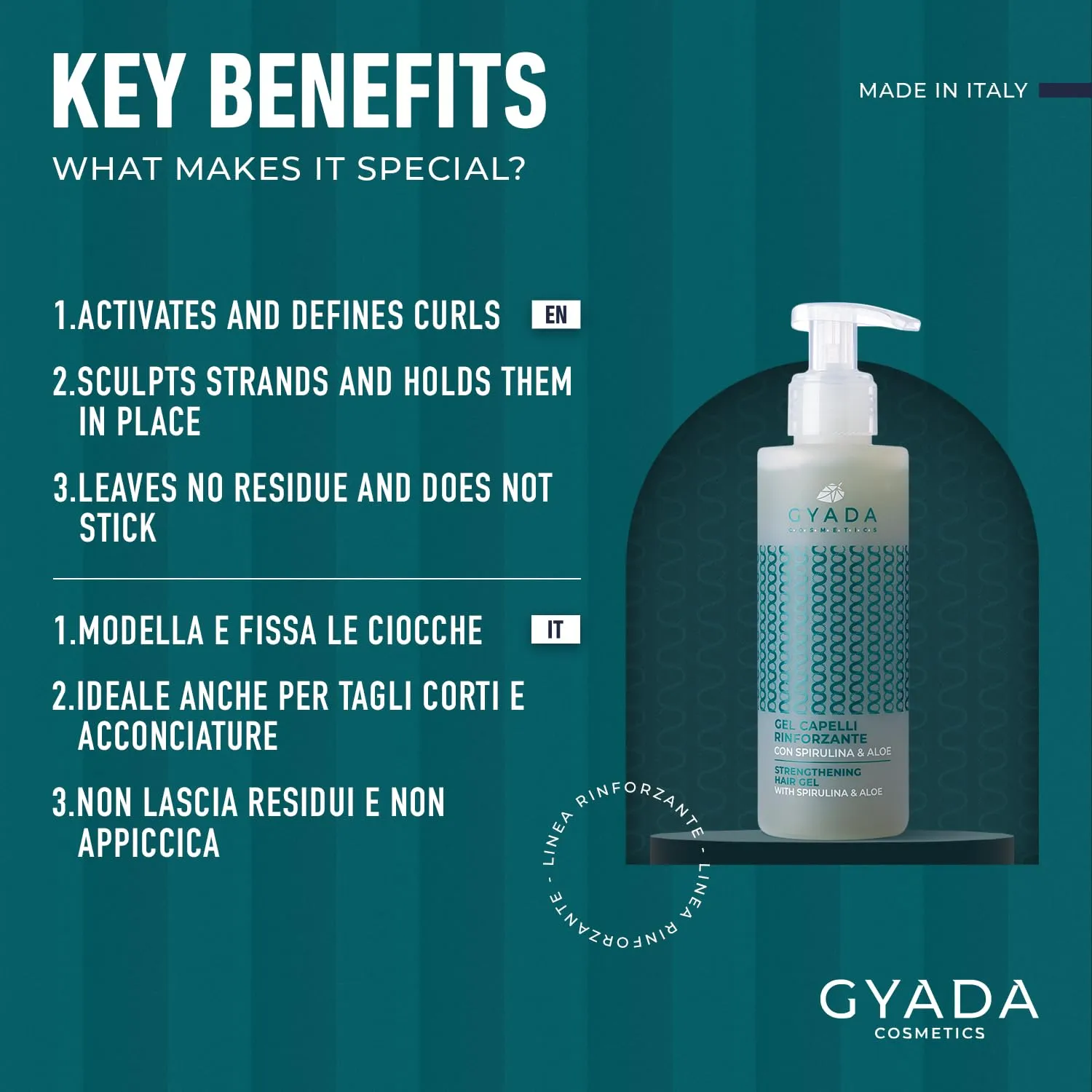 Gyada Spirulina kit capelli 3 pezzi ricci rinforzante