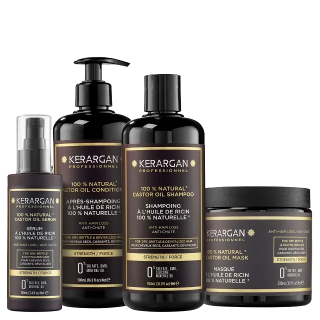 Kerargan Ricin kit capelli ricino 1600 ml nutriente 4 pezzi