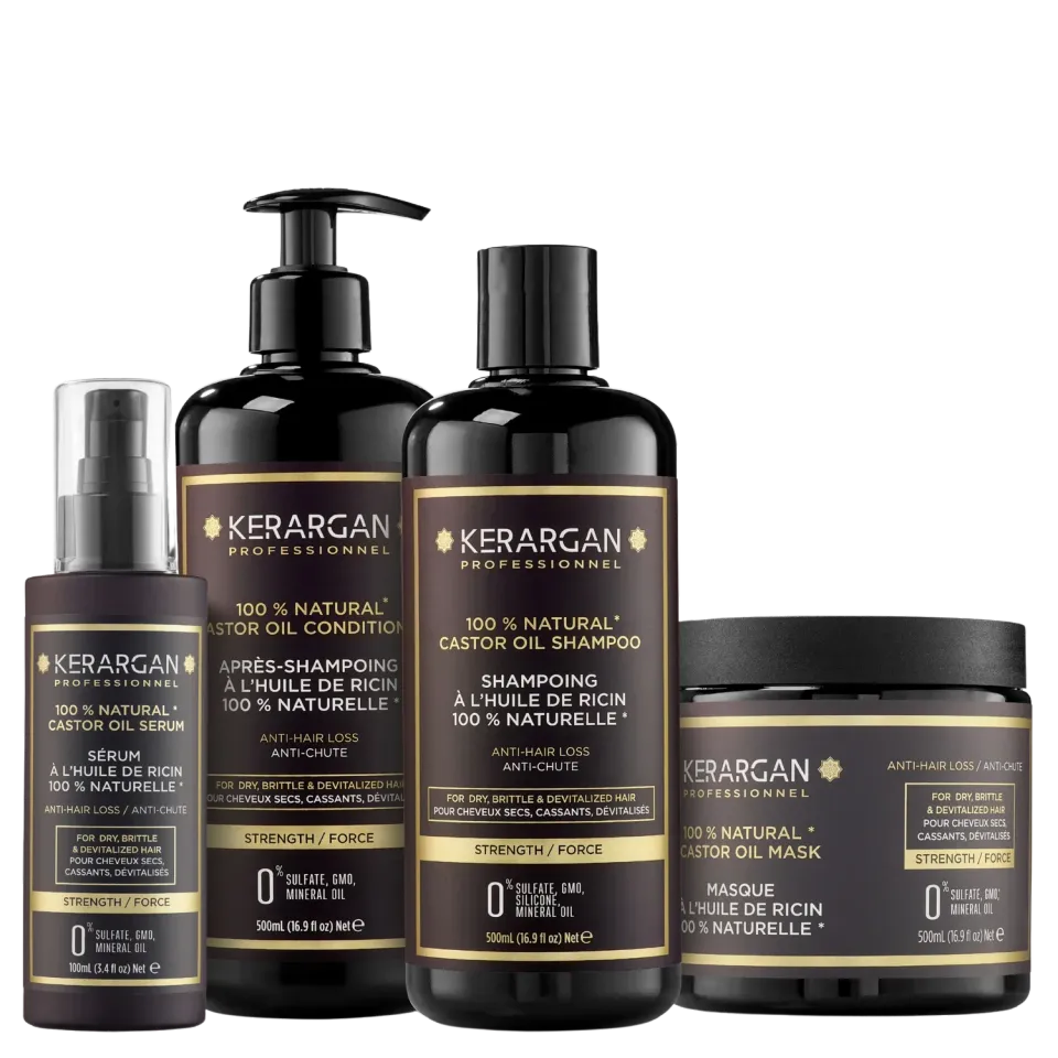 Kerargan Ricin kit capelli ricino 1600 ml nutriente 4 pezzi