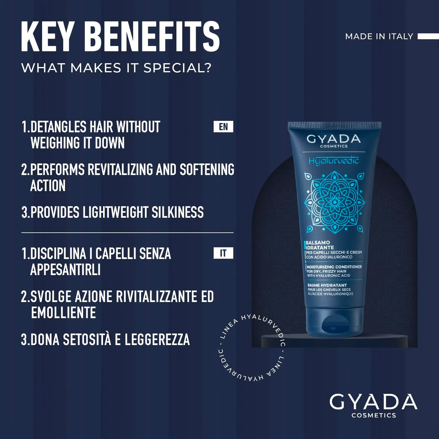 Gyada Hyalurvedic Balsamo Idratante Capelli Crespi 200 ml