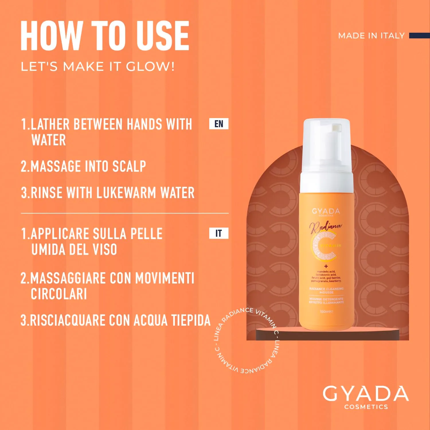 Gyada Radiance Mousse Detergente 150ml vitamina C