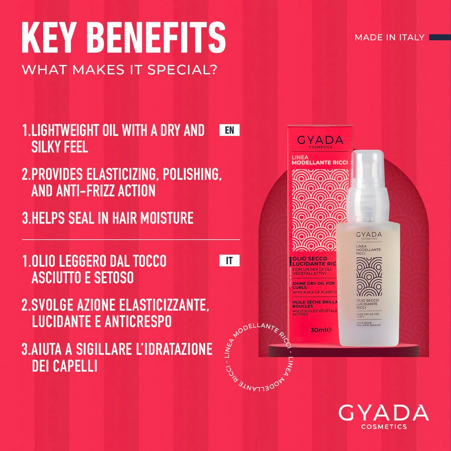 Gyada Modellante Ricci olio secco spray 30 ml anticrespo