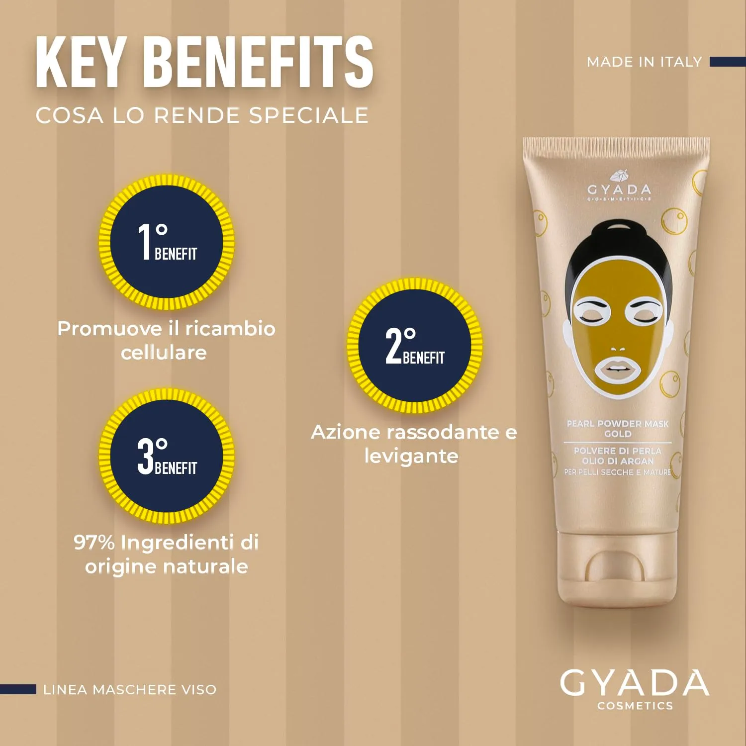 Gyada Pearl Powder Mask Gold maschera viso 75ml perla