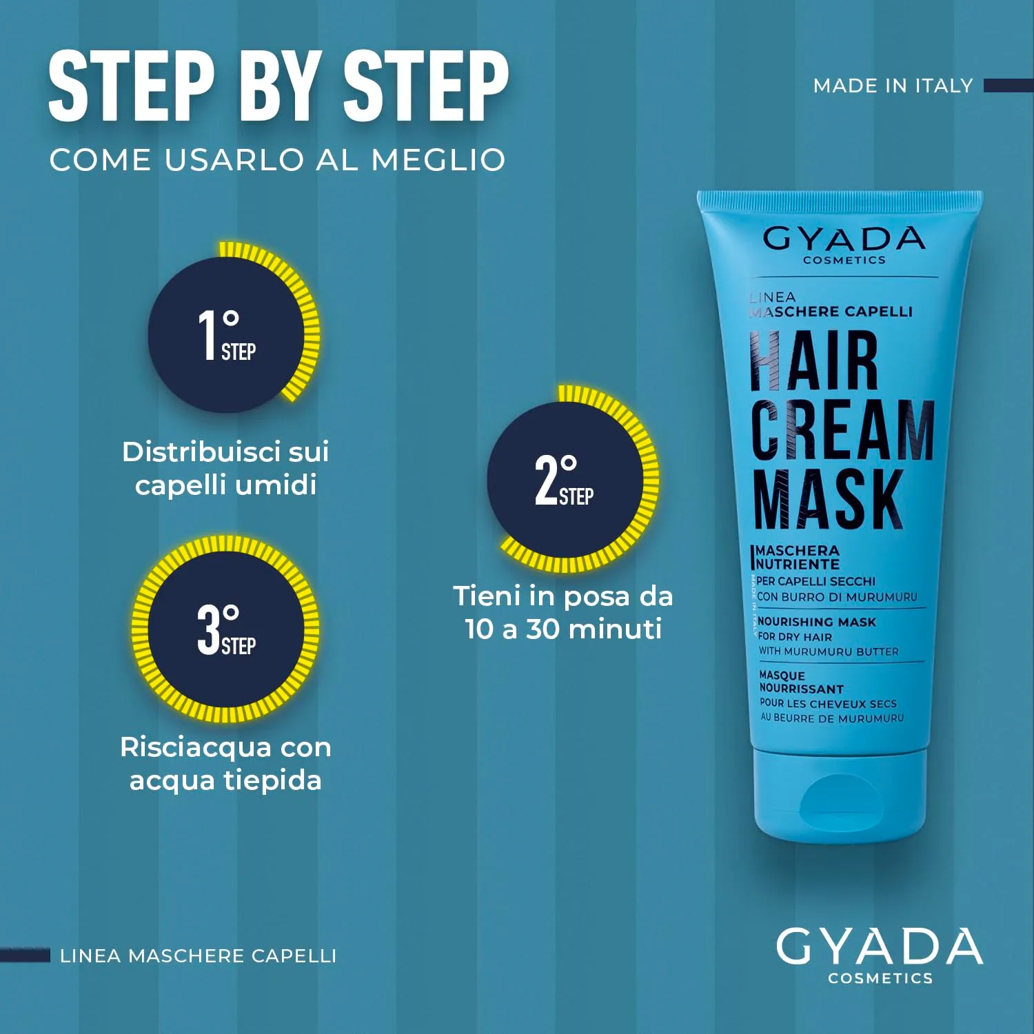 Gyada Cosmetics Maschera Capelli Nutriente e Ristrutturante 200 ml capelli secchi
