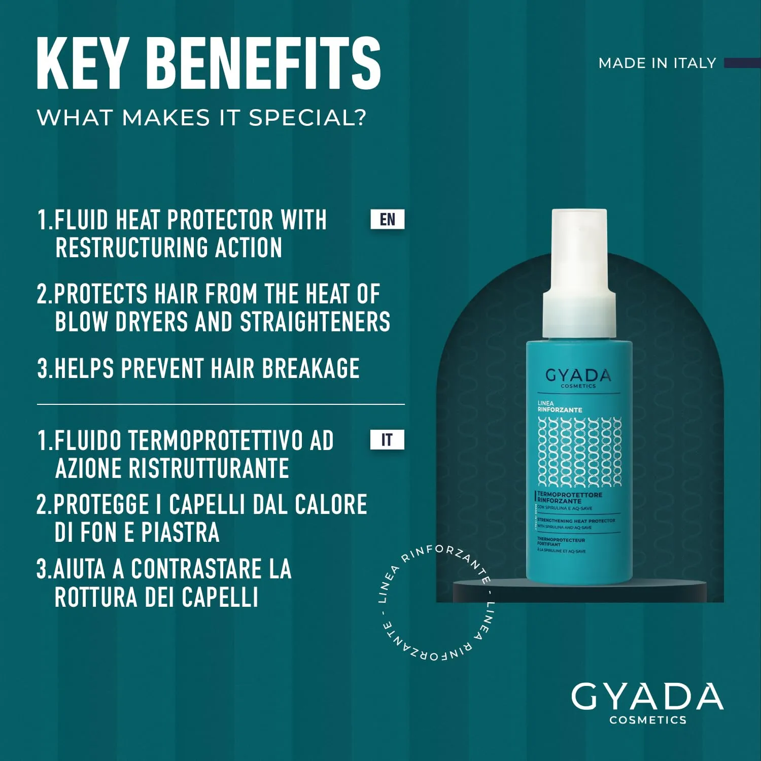 Gyada Rinforzante Spirulina termoprotettore capelli 100 ml new pack