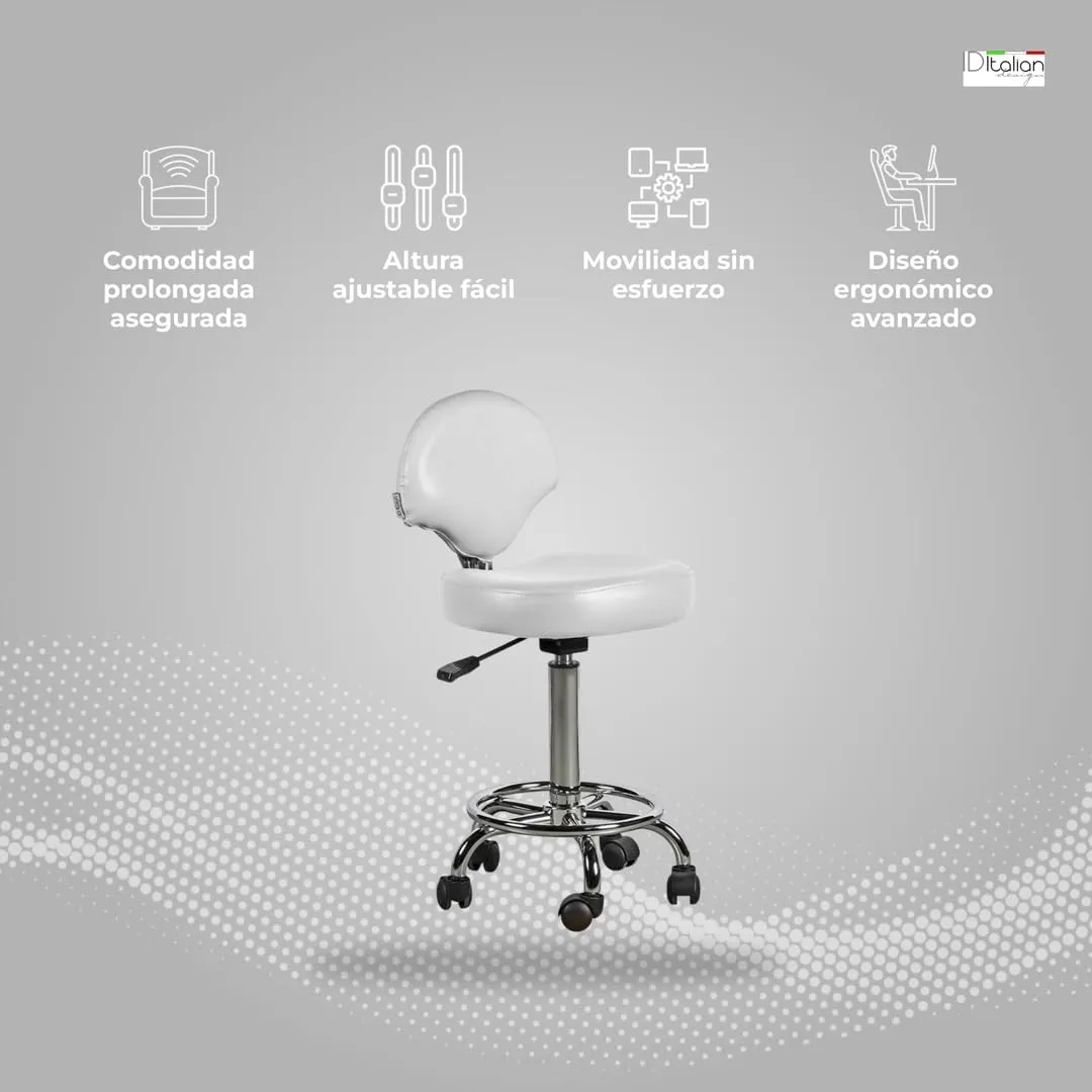 Postquam Italian Design Ferrara sgabello parrucchiere bianco regolabile