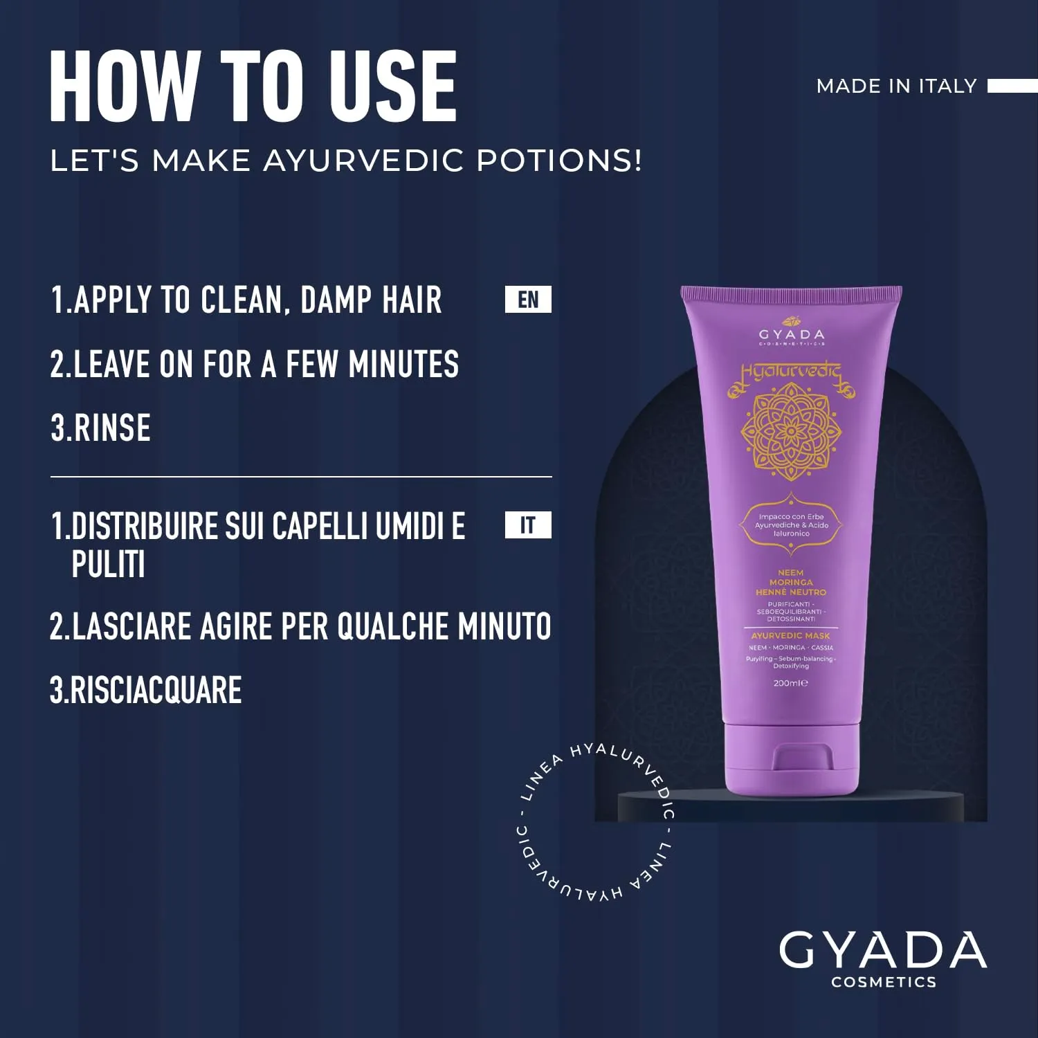 Gyada Cosmetics Hyalurvedic Impacco Purificante 200 ml capelli grassi