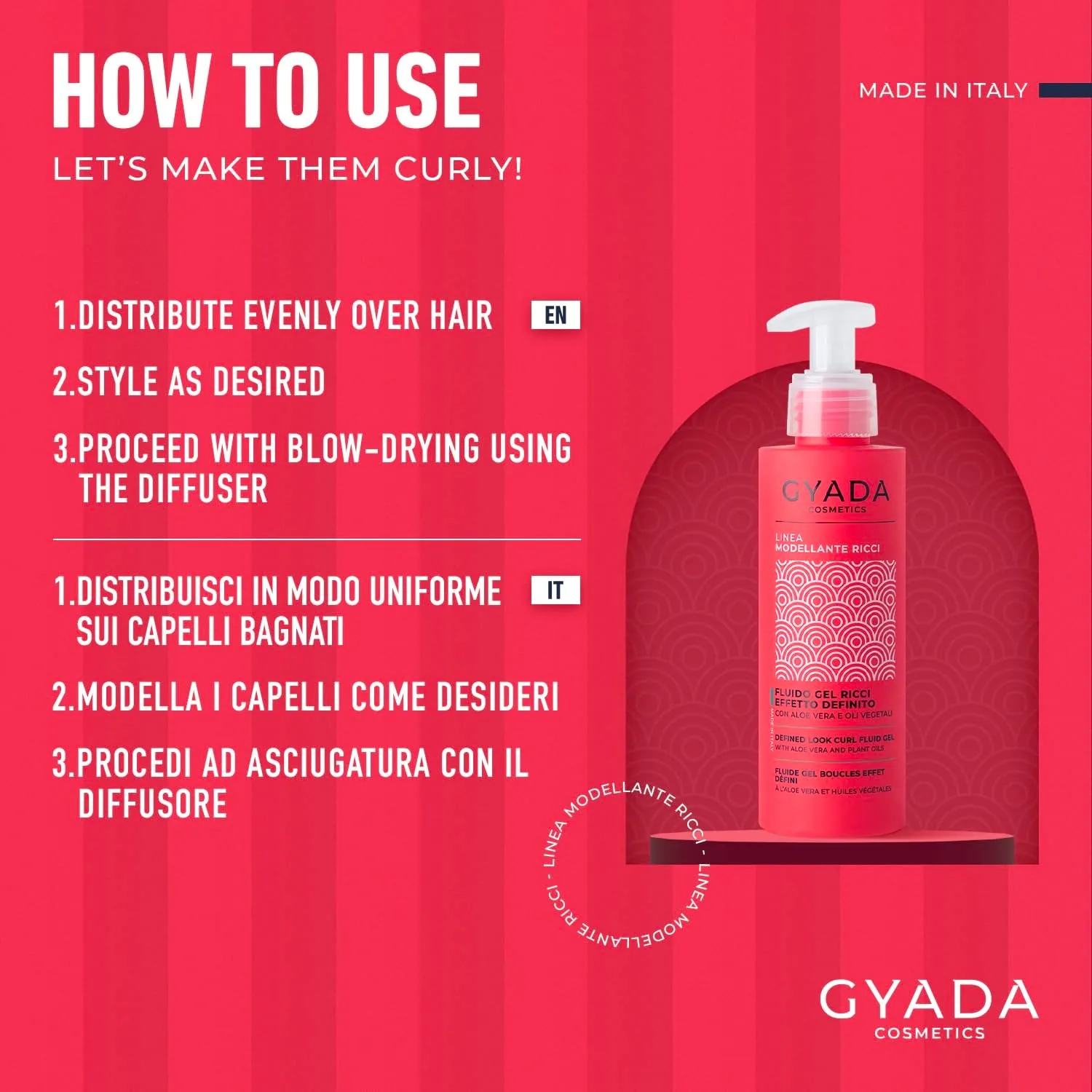 Gyada Modellante Ricci fluido gel capelli 150ml definito naturale