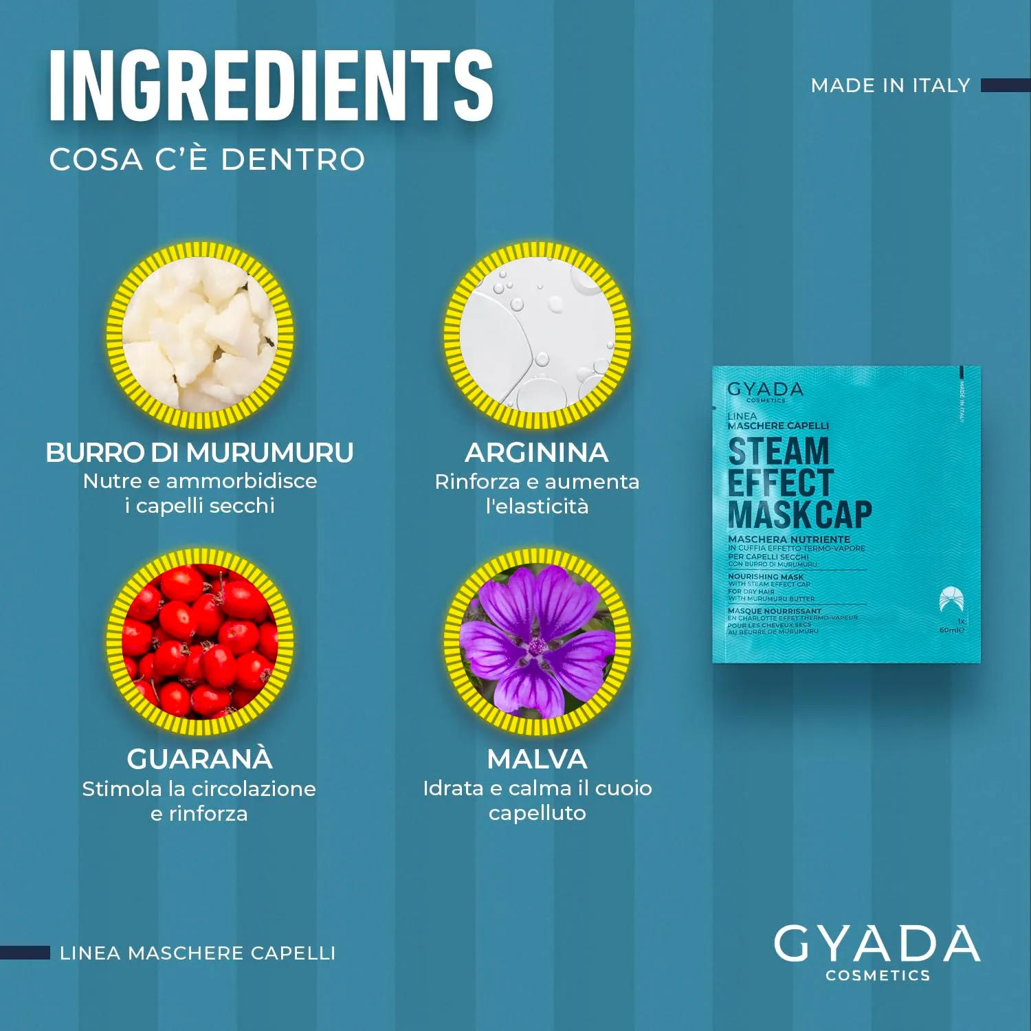 Gyada Maschera Capelli Tessuto Cuffia Termica 60 ml Lino Malva