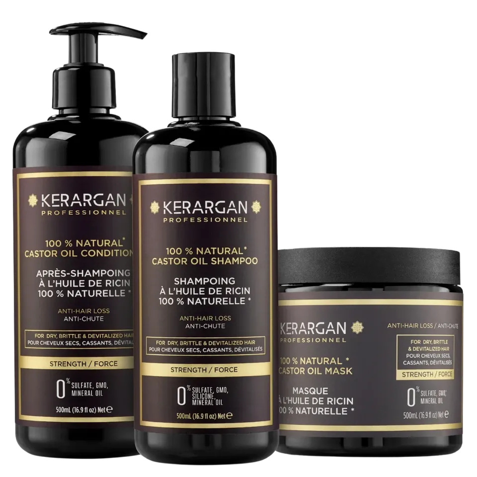 Kerargan Ricin Kit Capelli Olio di Ricino 3x500 ml