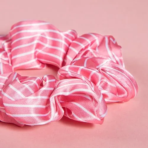 Gyada Scrunchie Pink Stripes elastico capelli raso rosa