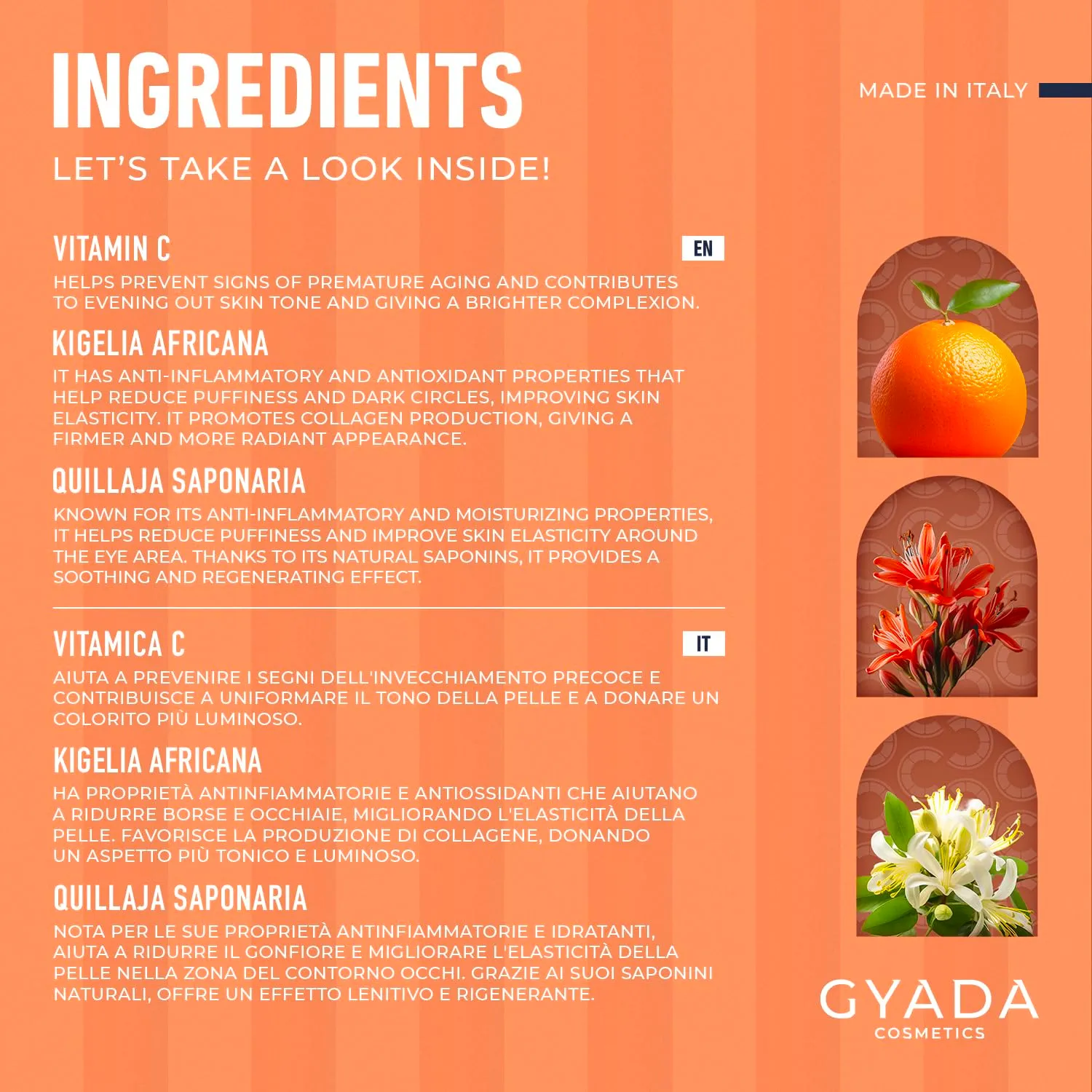 Gyada Radiance Lift Effect contorno occhi labbra vitamina C 15 ml