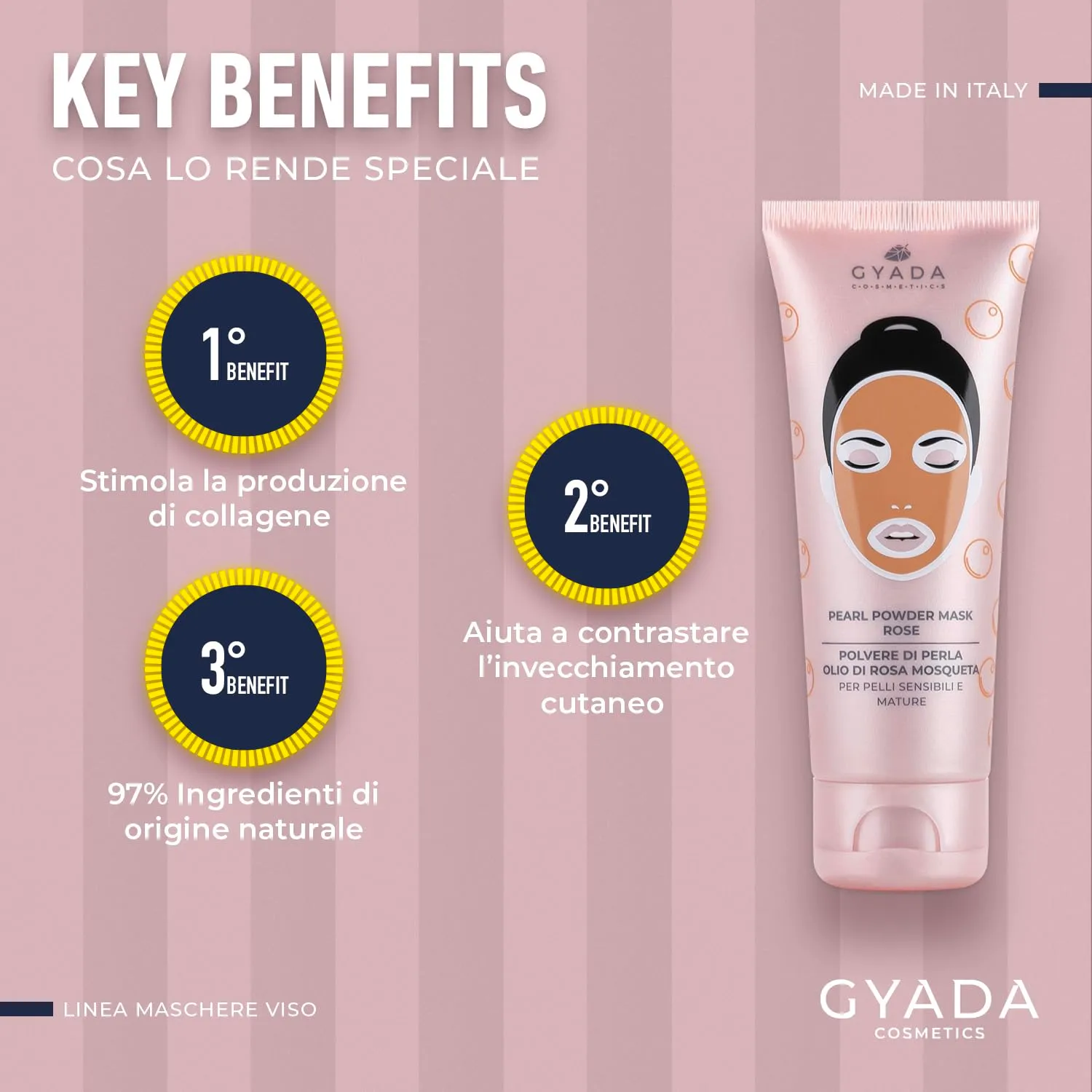 Gyada Pearl Powder Mask Rose Maschera Viso 75 ml Mature