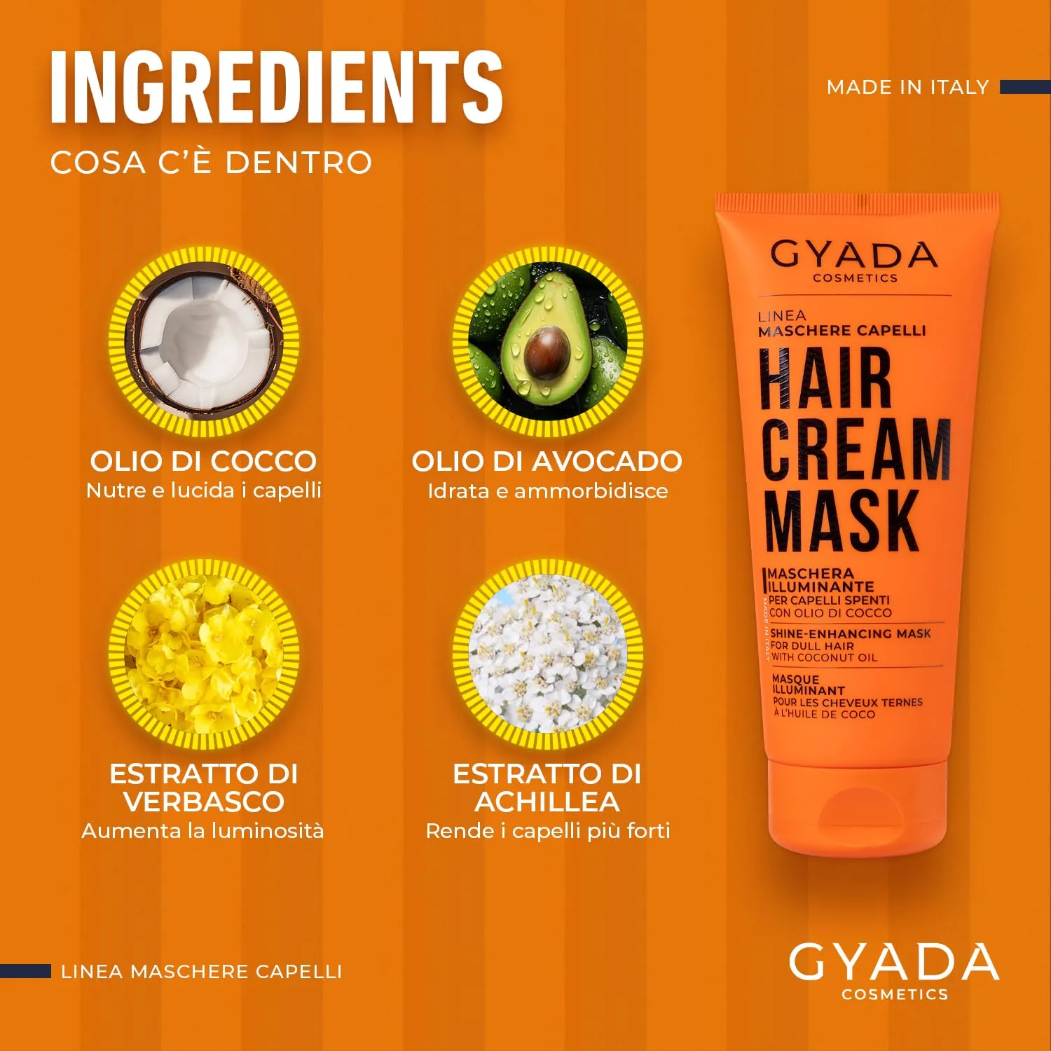 Gyada Cosmetics Maschera Capelli Illuminante 200 ml cocco