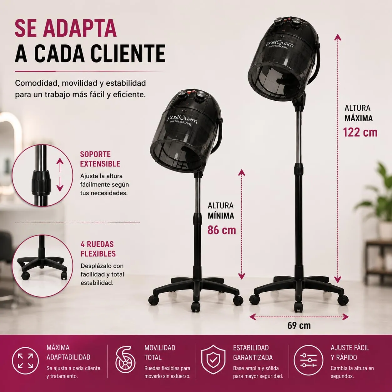 Postquam Helmet casco asciugacapelli 1000W con stativo