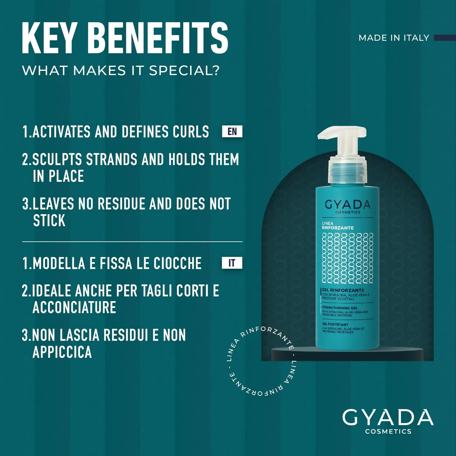 Gyada Spirulina Gel Rinforzante 150 ml anticrespo e definizione