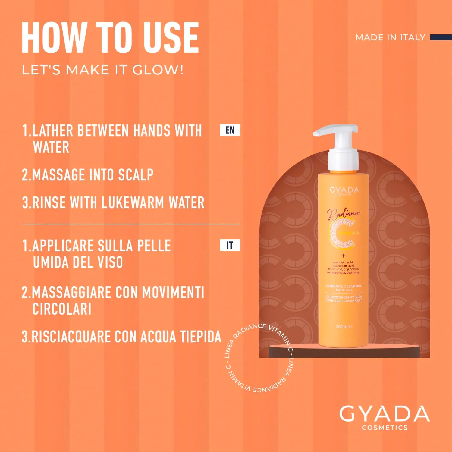 Gyada Radiance Cleansing Gel Detergente Viso 200 ml Vitamina C