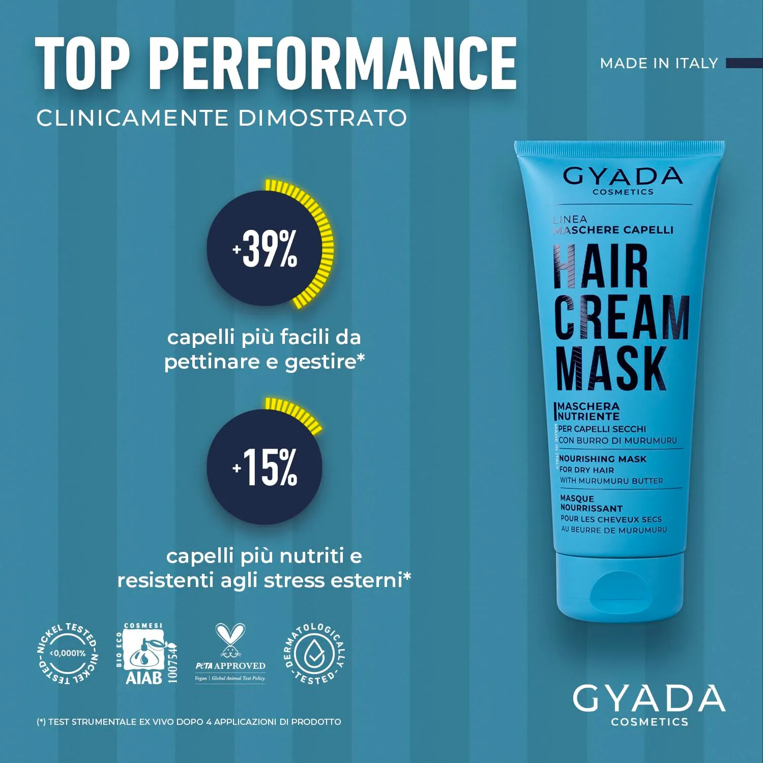 Gyada Cosmetics Maschera Capelli Nutriente e Ristrutturante 200 ml capelli secchi