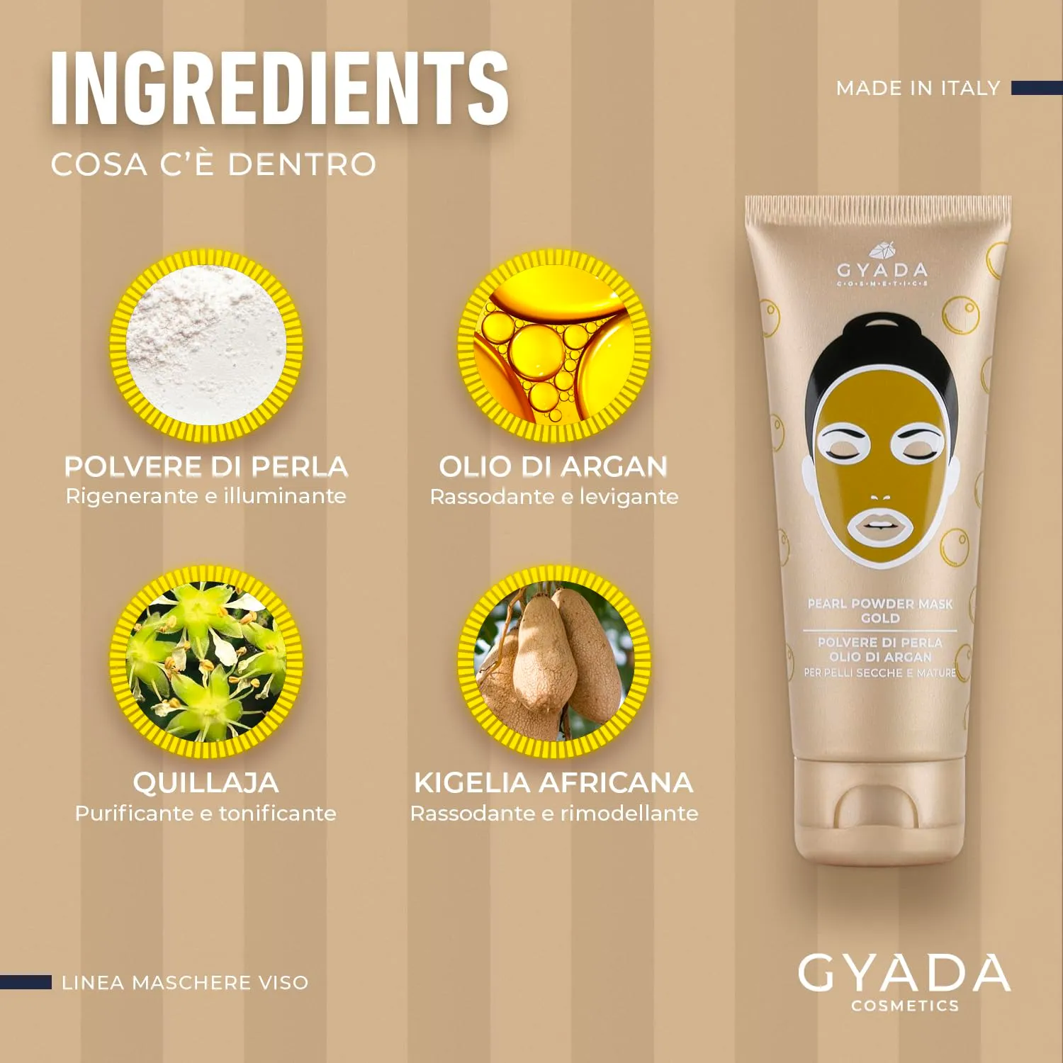 Gyada Pearl Powder Mask Gold maschera viso 75ml perla