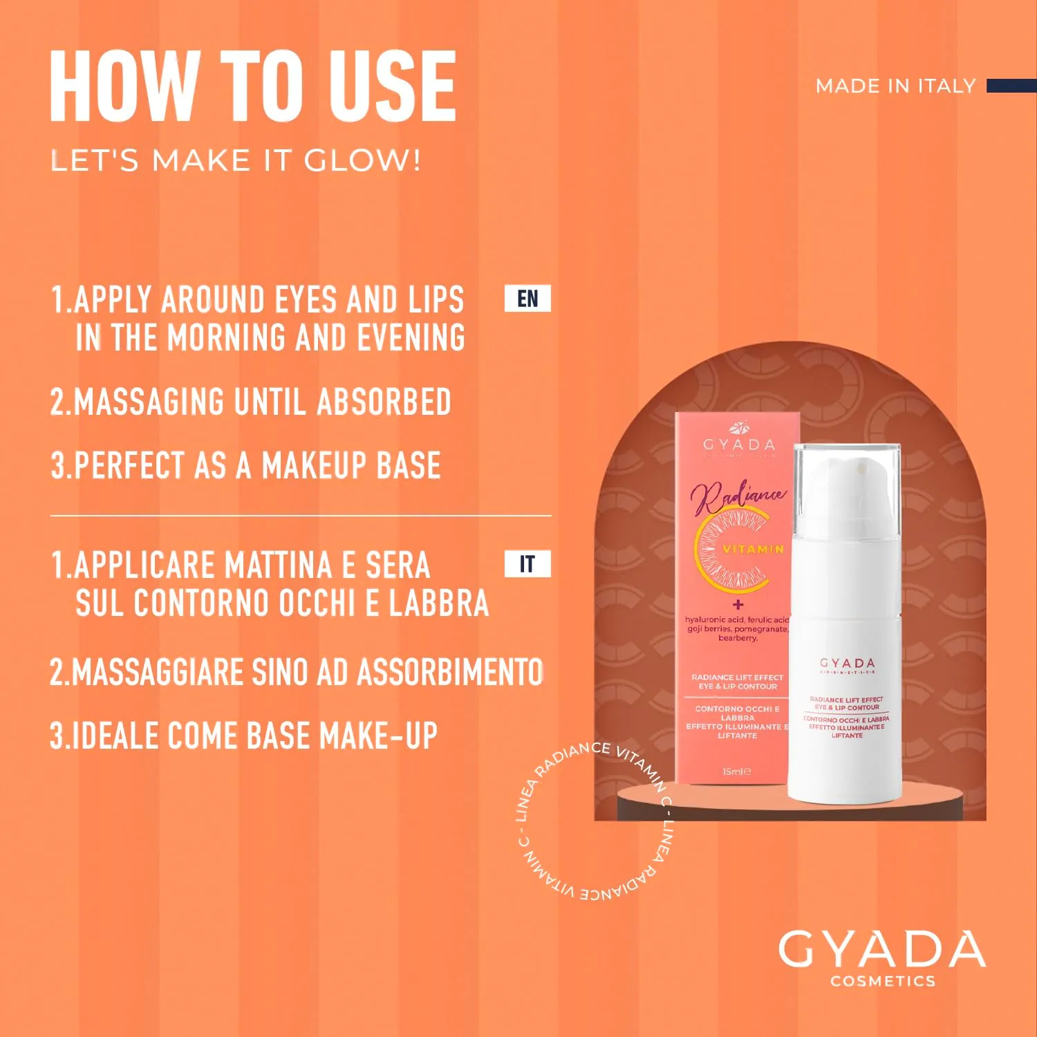 Gyada Radiance Lift Effect contorno occhi labbra vitamina C 15 ml