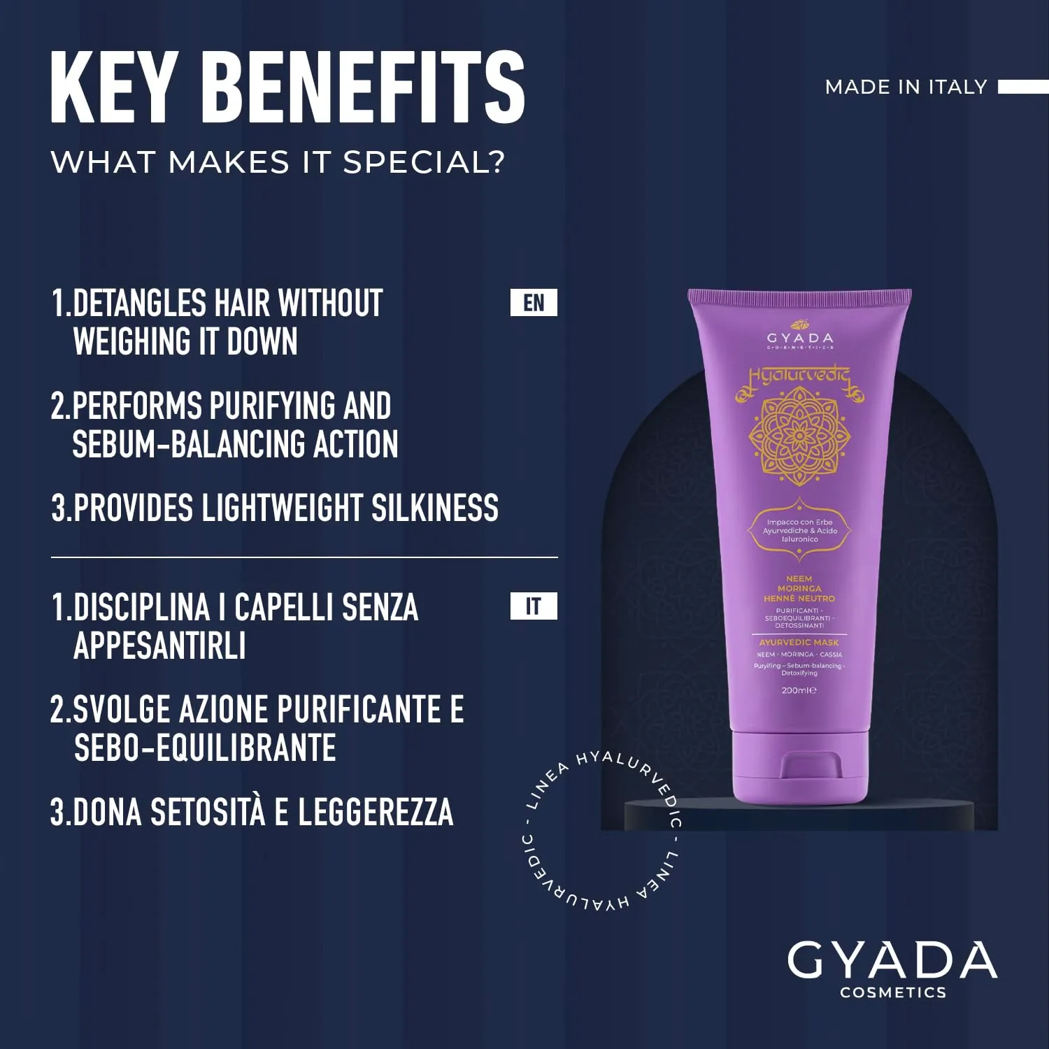 Gyada Cosmetics Hyalurvedic Impacco Purificante 200 ml capelli grassi
