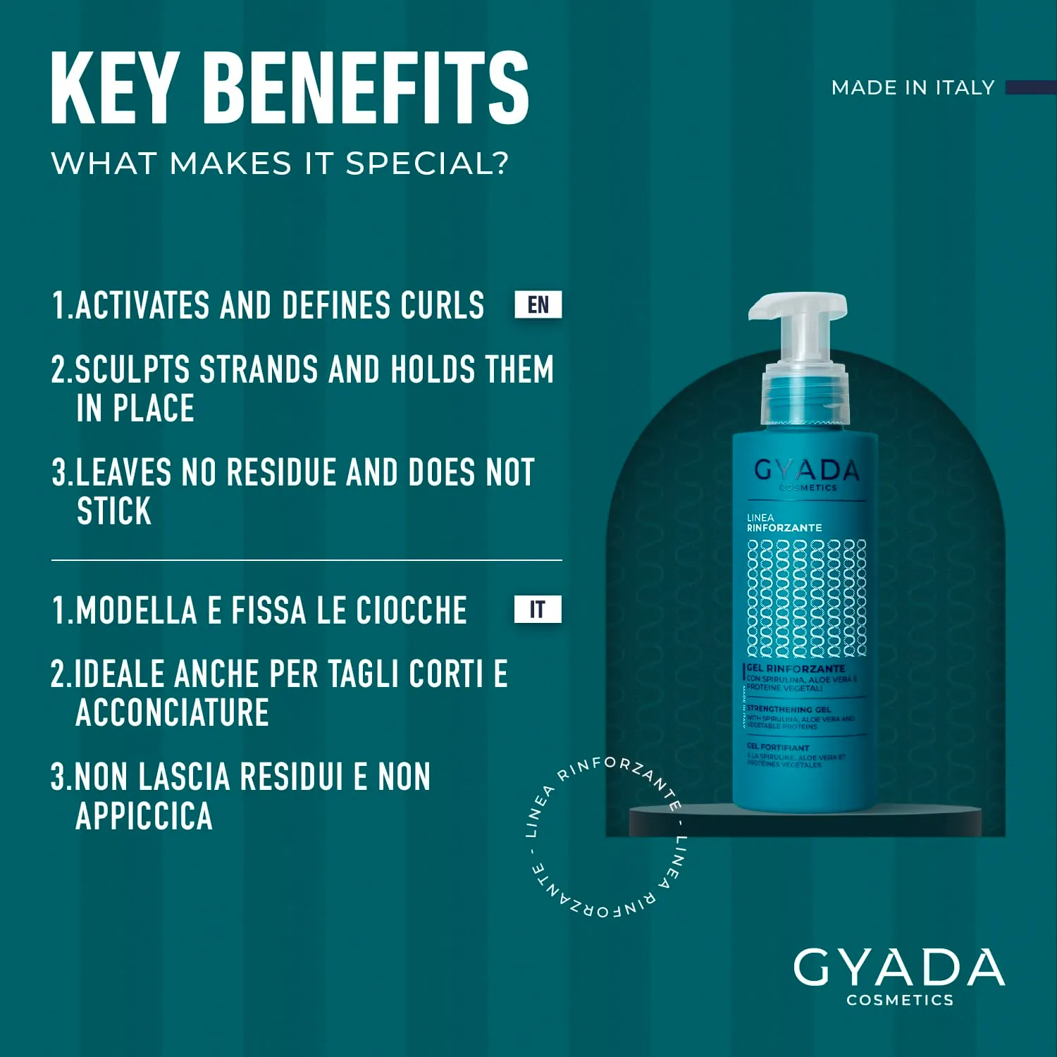 Gyada Spirulina Gel Rinforzante 150 ml anticrespo e definizione