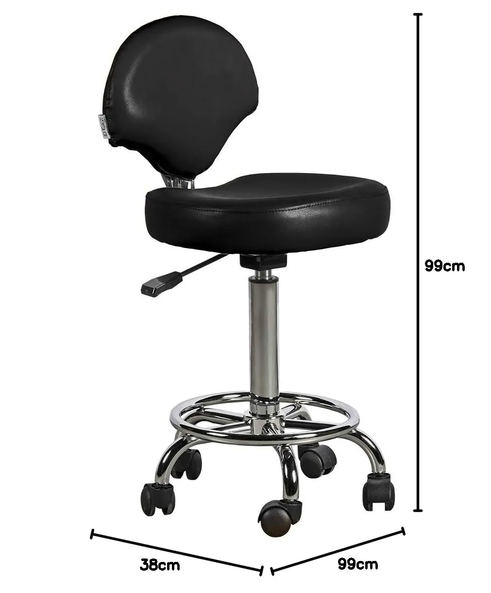 Postquam Ferrara Sgabello Parrucchiere Nero con ruote 99 cm