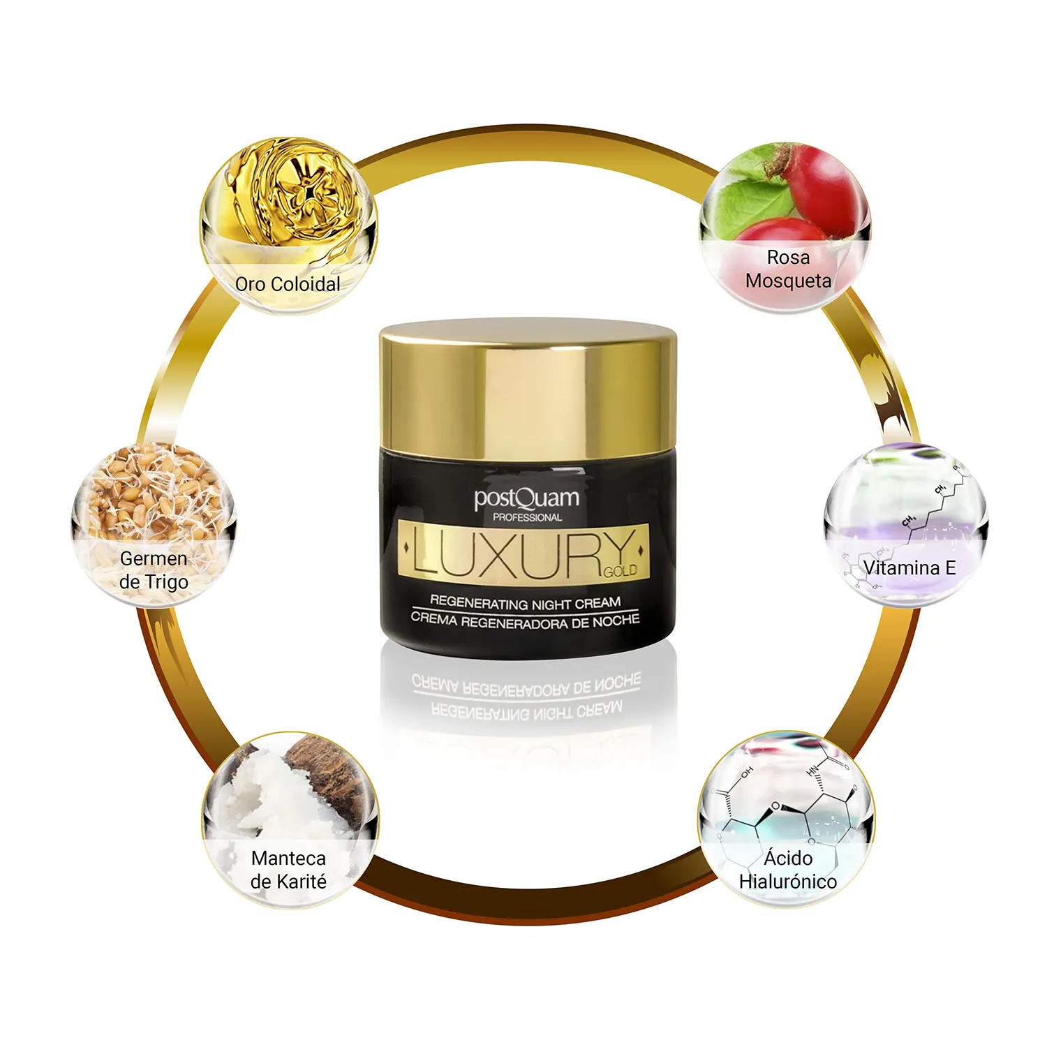 Postquam Luxury Gold Crema Notte Rigenerante Oro 50 ml