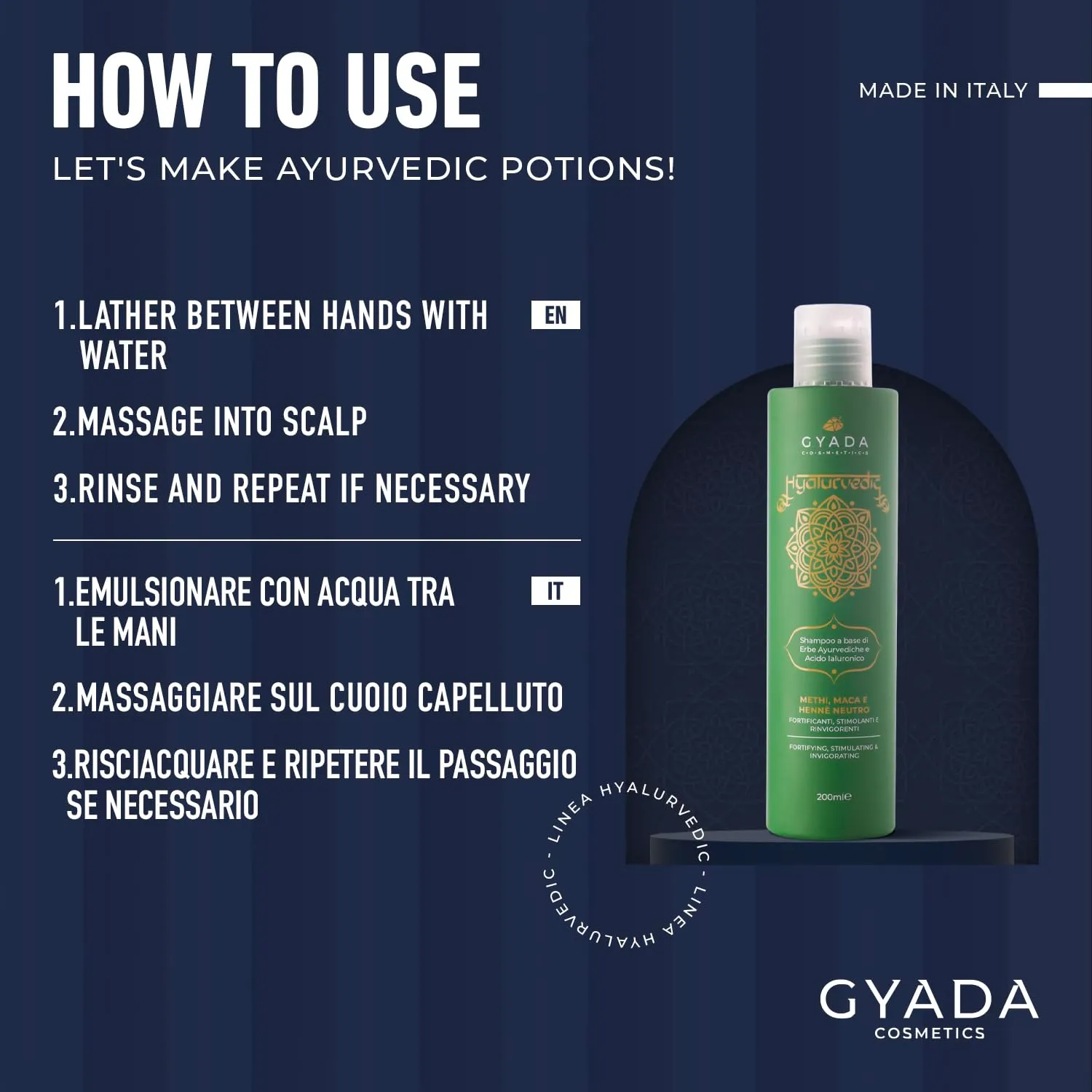 Gyada Hyalurvedic Shampoo Fortificante 200 ml anticrespo