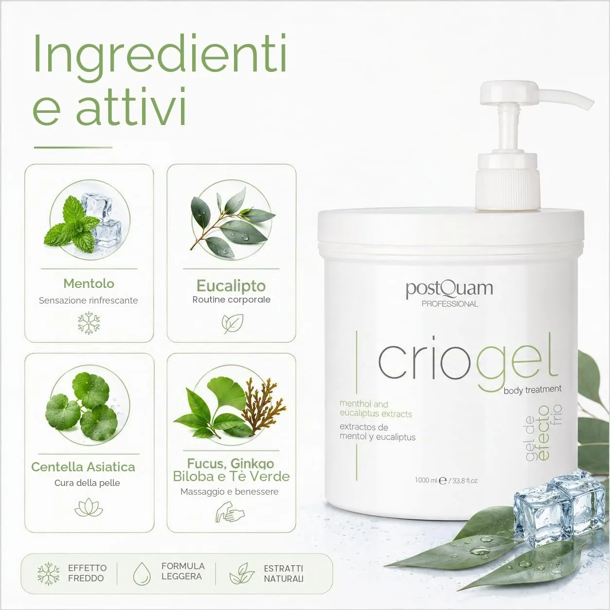 Postquam Body Sculpt criogel corpo 1000ml effetto freddo gambe