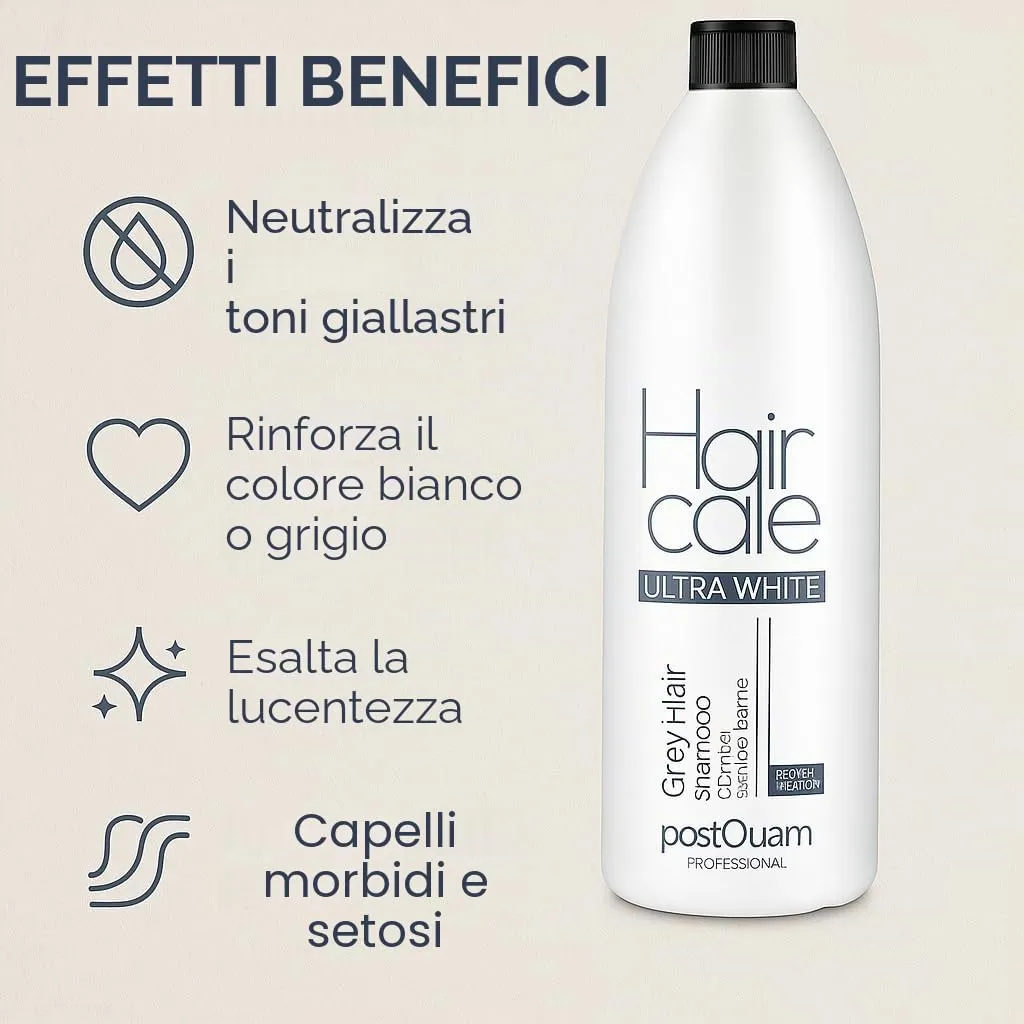 Postquam Shampoo Antigiallo Capelli Bianchi 1000 ml Pigmenti Viola