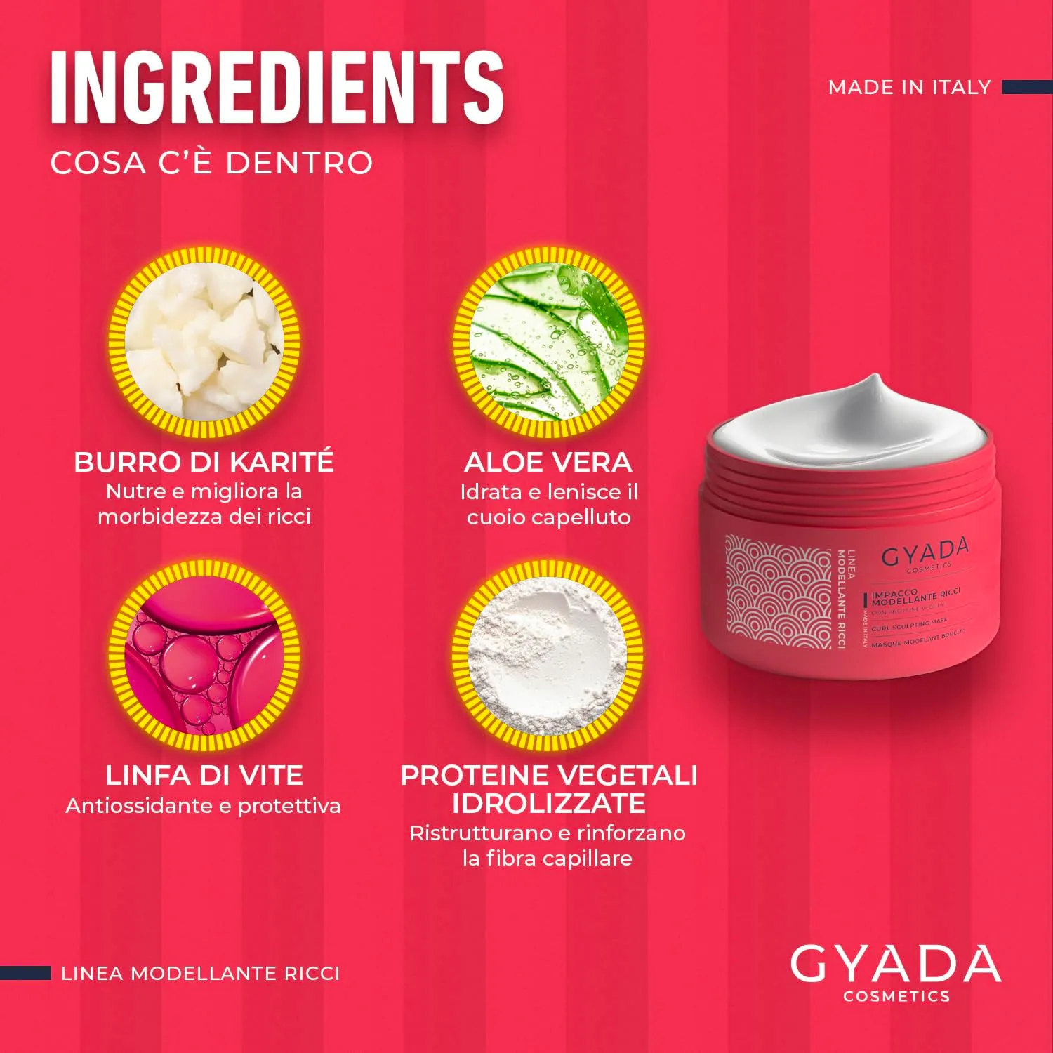 Gyada Modellante Ricci Impacco Capelli 250 ml Proteine Vegetali