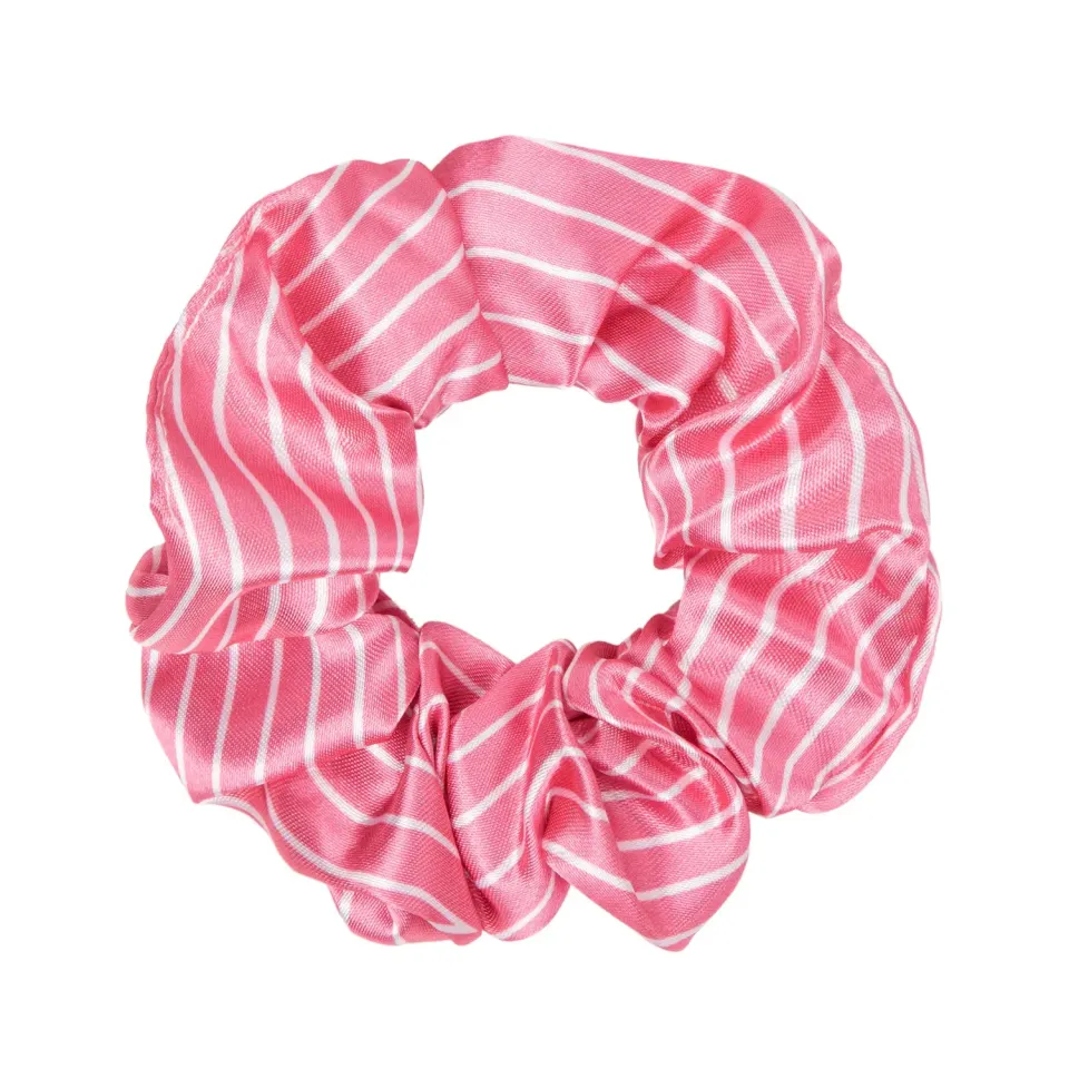 Gyada Scrunchie Pink Stripes elastico capelli raso rosa