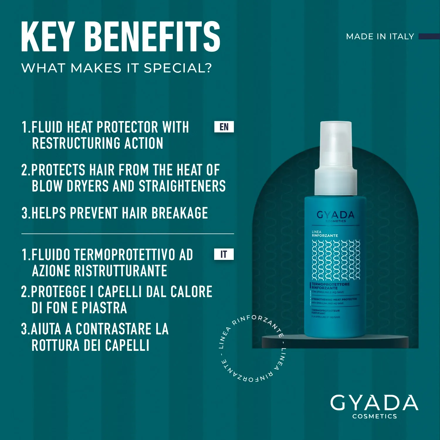 Gyada Rinforzante Spirulina termoprotettore capelli 100 ml new pack