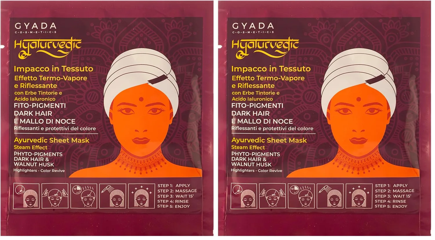 Gyada Cosmetics Hyalurvedic Dark Hair maschera cuffia 60 ml castani