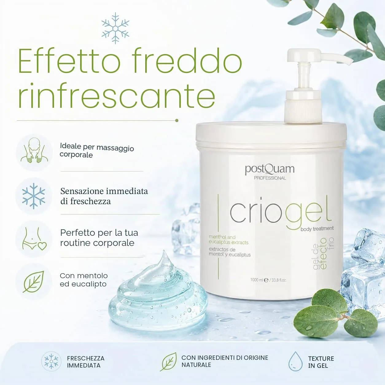 Postquam Body Sculpt criogel corpo 1000ml effetto freddo gambe