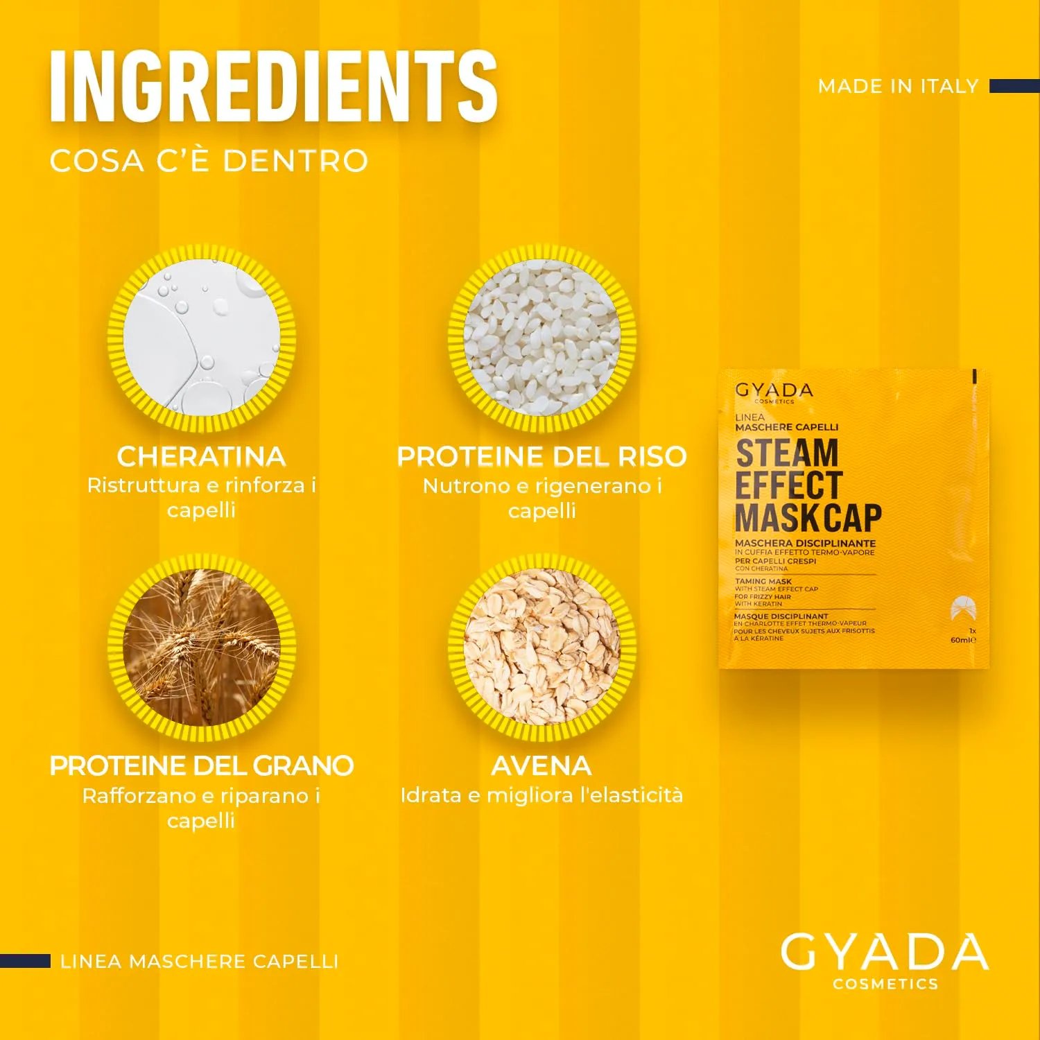 Gyada Maschera Cuffia Capelli 60ml disciplinante