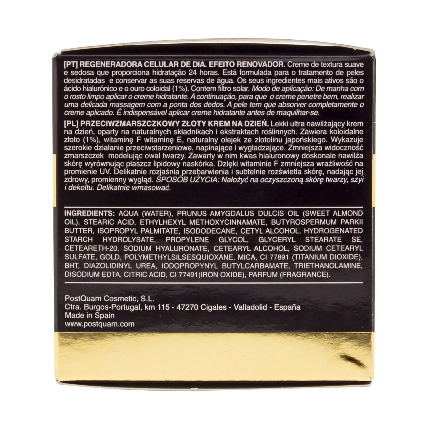 Postquam Luxury Gold Crema Giorno Rigenerante 50 ml Acido Ialuronico