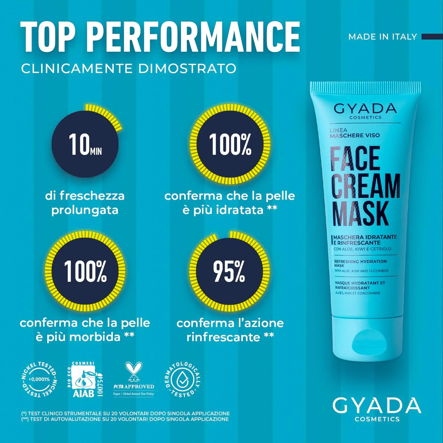 Gyada Cosmetics Maschera Viso Crema Idratante 75 ml Acido Ialuronico
