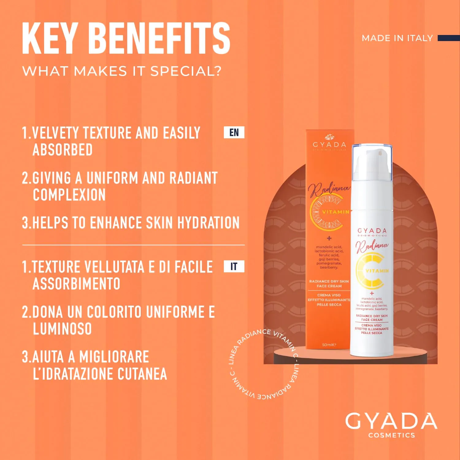 Gyada Radiance Vitamin C Crema Viso Pelli Secche 50 ml