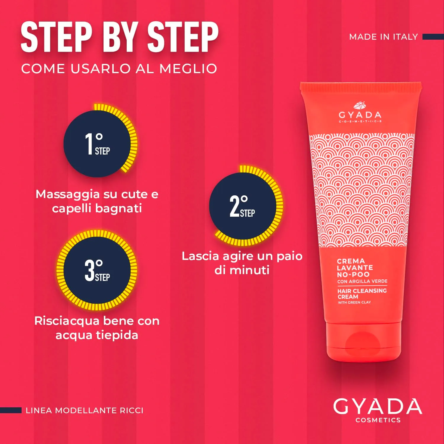 Gyada Modellante Ricci crema lavante No-Poo 200 ml argilla verde