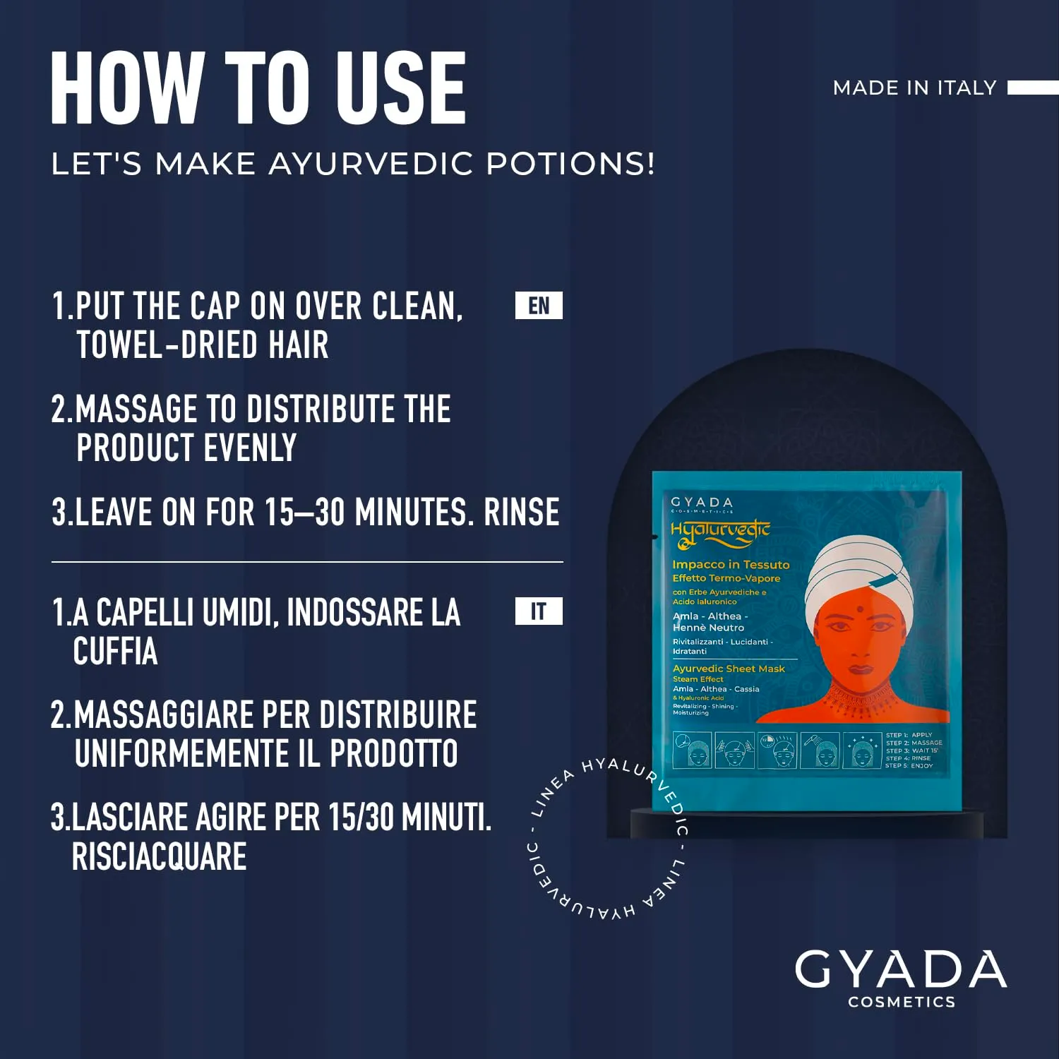 Gyada Hyalurvedic impacco capelli in cuffia 60 ml idratante