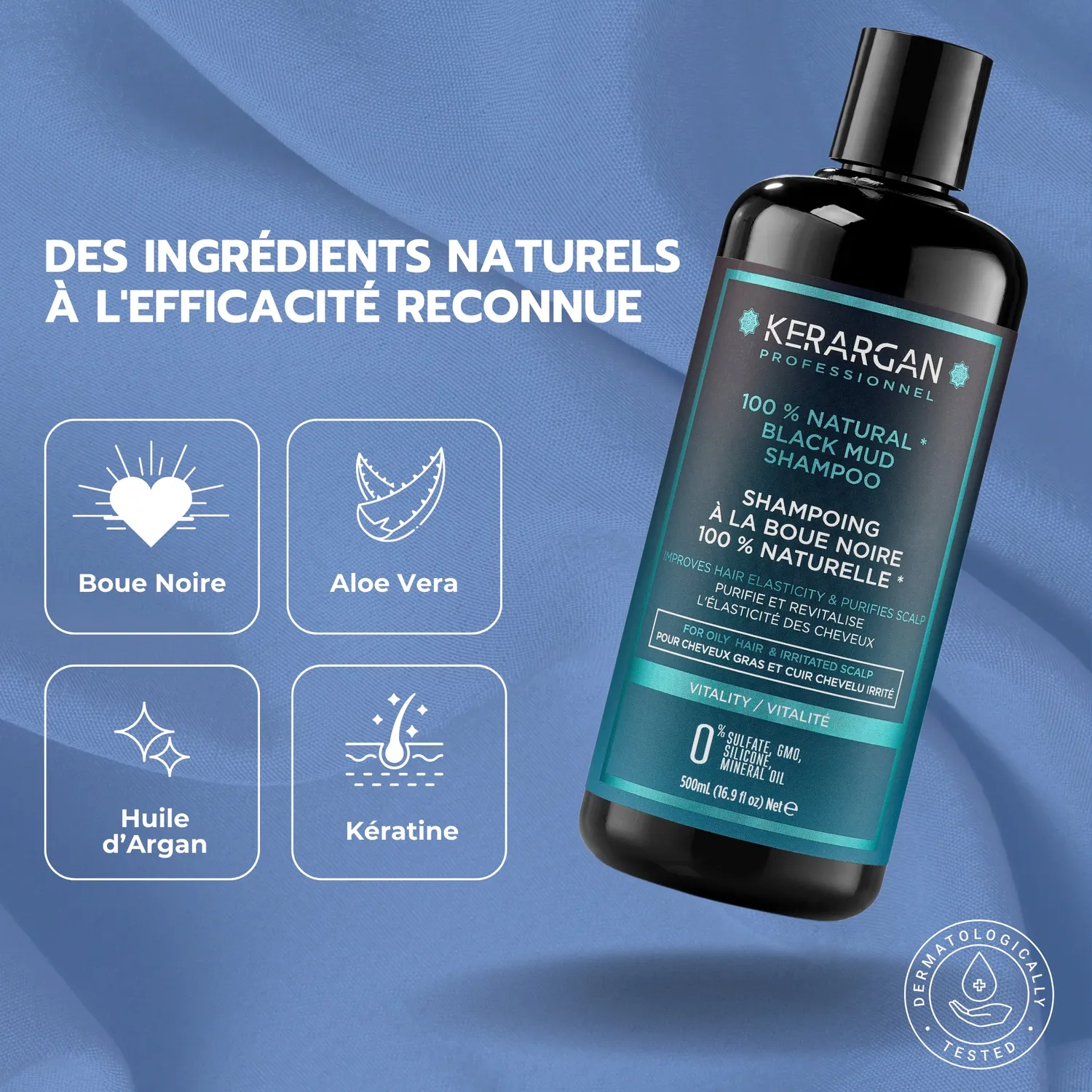 Kerargan Boue Noire shampoo fango nero purificante 500 ml