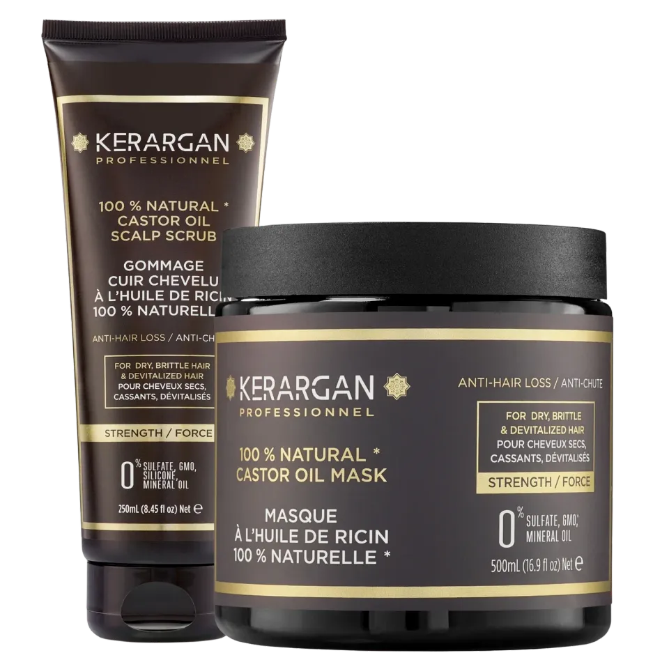 Kerargan Ricino Kit detox capelli maschera 500 ml + scrub 250 ml